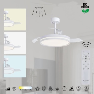 Lustra LED cu ventilator si telecomanda LUNA alba - Img 4