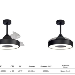 Lustra LED cu Ventilator si telecomanda Mini COIN negru 139774 universul-luminii.ro