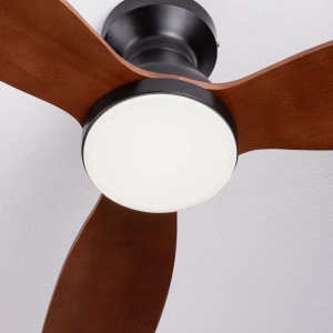Lustra LED cu Ventilator si telecomanda NELLY D-132cm negru/ lemn inchis - Img 6