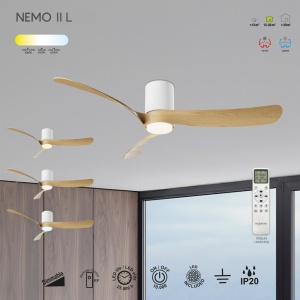 Lustra LED cu ventilator si telecomanda NEMO II M alb/lemn - Img 4