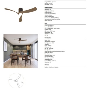 Lustra LED cu ventilator si telecomanda NEMO II M negru/nuc - Img 7