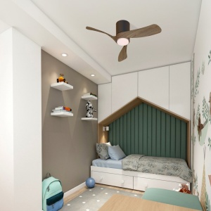 Lustra LED cu Ventilator si telecomanda NEMO II XS negru/nuc