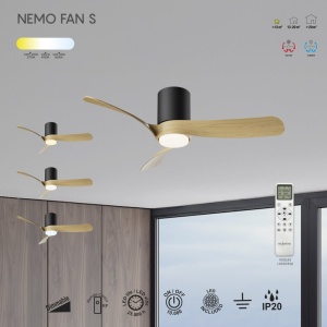 Lustra LED cu Ventilator si telecomanda NEMO M negru/lemn - Img 5
