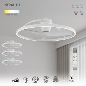 Lustra LED cu ventilator si telecomanda NEPAL II L alb - Img 3