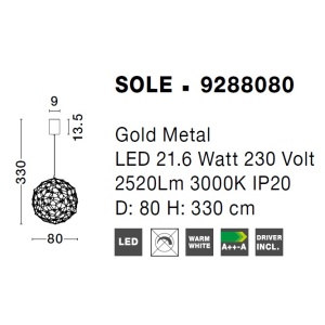 Lustra LED deosebita design modern SOLE, 80cm NVL-9288080 74334 universul-luminii.ro