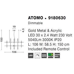 Lustra LED deosebita, dimabila cu telecomanda ATOMO 68704 universul-luminii.ro