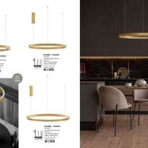 Lustra LED design circular cu iluminat sus si jos ELOWEN auriu, diametru 98cm 121754 universul-luminii.ro
