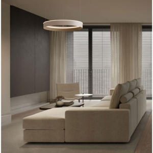 Lustra LED design circular OLIVIA bej D-78cm - Img 2