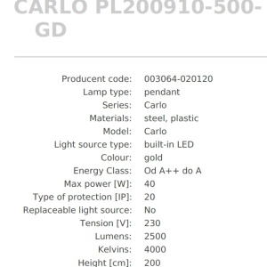 Lustra LED design modern circular CARLO auriu, diametru 50cm - Img 2