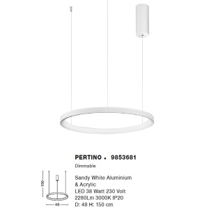 Lustra LED design modern circular PERTINO alba 38W NVL-9853681 75934 universul-luminii.ro