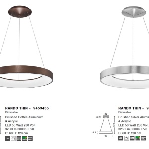 Lustra LED design modern circular RANDO THIN argintie 3000K NVL-9453456 - Img 3