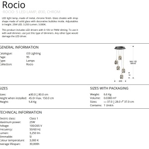 Lustra LED dimabila cu 5 pendule ROCIO crom SV-783517 180124 universul-luminii.ro
