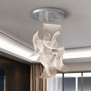 Lustra LED dimabila cu telecomanda design exclusivist 50cm Velos II crom