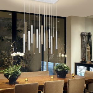 Lustra LED dimabila cu telecomanda design modern Varas alb/auriu SV-373437D 75234 universul-luminii.ro