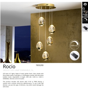 Lustra LED dimabila cu telecomanda ROCIO 5L, auriu SV-783529D 71884 universul-luminii.ro