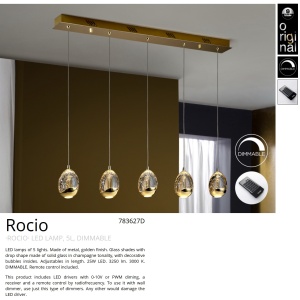Lustra LED dimabila cu telecomanda ROCIO, auriu SV-783627D 71894 universul-luminii.ro