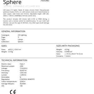 Lustra LED dimabila cu telecomanda Sphere 5L SV-793534D 71944 universul-luminii.ro