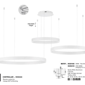 Lustra LED dimabila design circular MOTIF 3 ring alb - Img 4