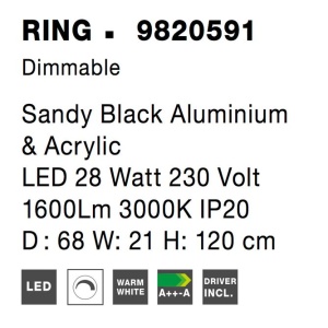 Lustra LED dimabila design modern decorativ Ring 68cm 90894 universul-luminii.ro