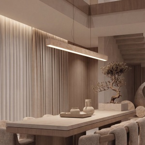 Lustra LED din travertin suspendata LITHO 120cm
