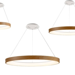 Lustra LED inteligenta design circular NISEKO II Wood 65cm 220044 universul-luminii.ro