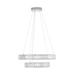 Lustra LED suspendata cu 2 inele , dimabila, cristal design elegant AURELIA crom 60cm - Img 1