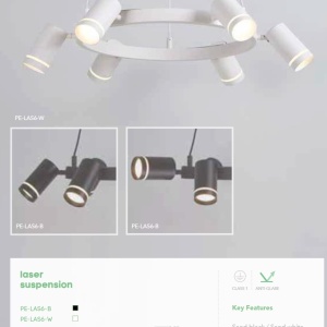 Lustra LED suspendata cu 6 spoturi directionabile, Laser negru - Img 6