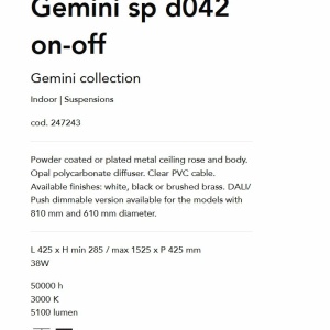 Lustra LED suspendata design circular GEMINI SP D042 OTTONE - Img 4