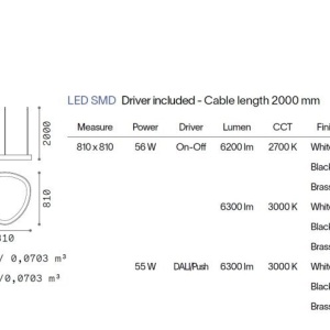 Lustra LED suspendata design circular Gemini sp d081 on-off 2700k aurie - Img 5