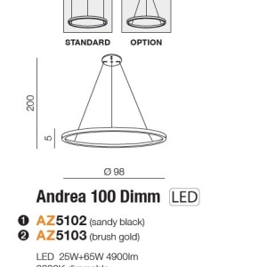 Lustra LED suspendata design modern ANDREA 100 3000K DIMM BK 120504 universul-luminii.ro