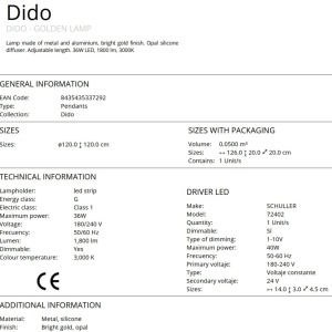 Lustra LED suspendata design modern Dido aurie 119074 universul-luminii.ro