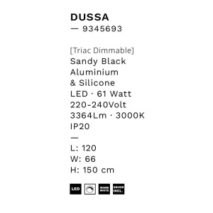 Lustra LED suspendata design modern DUSSA negru, 120x66cm 169104 universul-luminii.ro