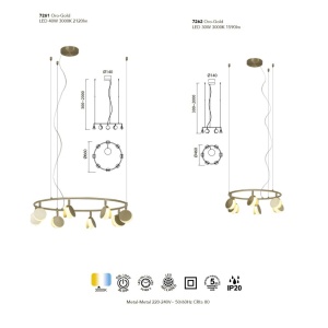 Lustra LED suspendata design modern SHELL 30W aurie 132544 universul-luminii.ro