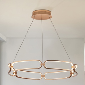 Lustra LED suspendata design ultra-modern, dimabila cu telecomanda, 80cm Colette auriu roze