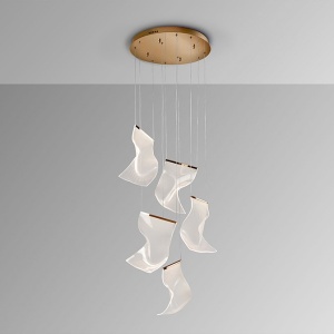 Lustra LED suspendata design ultra-modern Velos II auriu - Img 5
