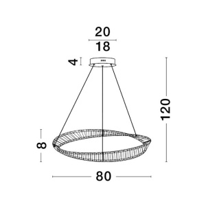 Lustra LED suspendata , dimabila, cristal design elegant AURELIA auriu 80cm - Img 3