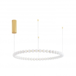 Lustra LED suspendata, dimabila, deosebita design lux PERLA opal, auriu 80cm