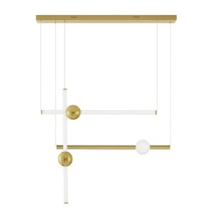 Lustra LED suspendata, dimabila, design modern Neutron auriu - Img 1