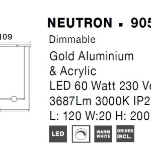 Lustra LED suspendata, dimabila, design modern Neutron auriu - Img 5