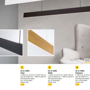 Lustra LED suspendata iluminat ambiental up/down GIDEON lemn - Img 8