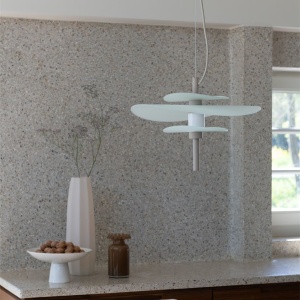 Lustra LED suspendata Kyoto sand/ alb - Img 6