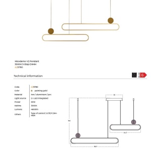 Lustra LED suspendata stil minimalist NICODEMO V2 3-step dimm - Img 2