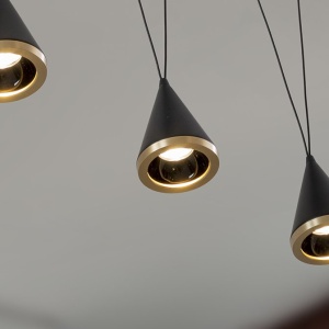 Lustra liniara cu 5 pendule suspendate LED Conic - Img 6