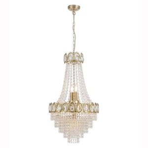 Lustra metal alama satinata, cristal transparent Louis Phillipe