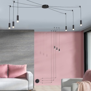 Lustra moderna cu 10 pendule de 3metri Ziko G9 negru 181114 universul-luminii.ro