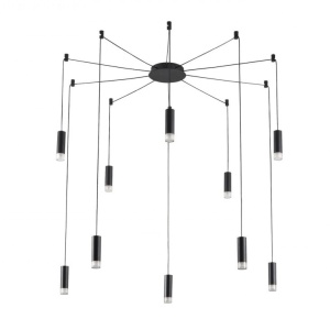 Lustra moderna cu 10 pendule de 3metri Ziko G9 negru