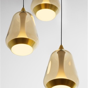 Lustra moderna cu 3 pendule LED, Metal, Sticla, Champaign, ALISH 245144 universul-luminii.ro