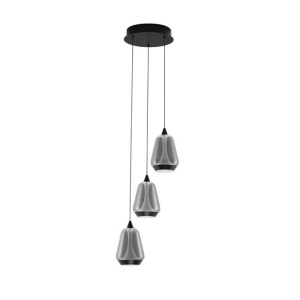 Lustra moderna cu 3 pendule LED, Metal, Sticla, Fumuriu, ALISH
