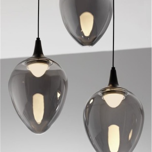 Lustra moderna cu 3 pendule LED, Metal, Sticla, Fumuriu, Nali 245154 universul-luminii.ro