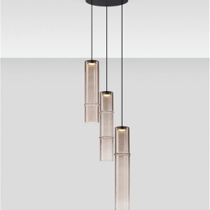 Lustra moderna cu 3 pendule LED, Metal, Sticla, Moca, SANO 245284 universul-luminii.ro